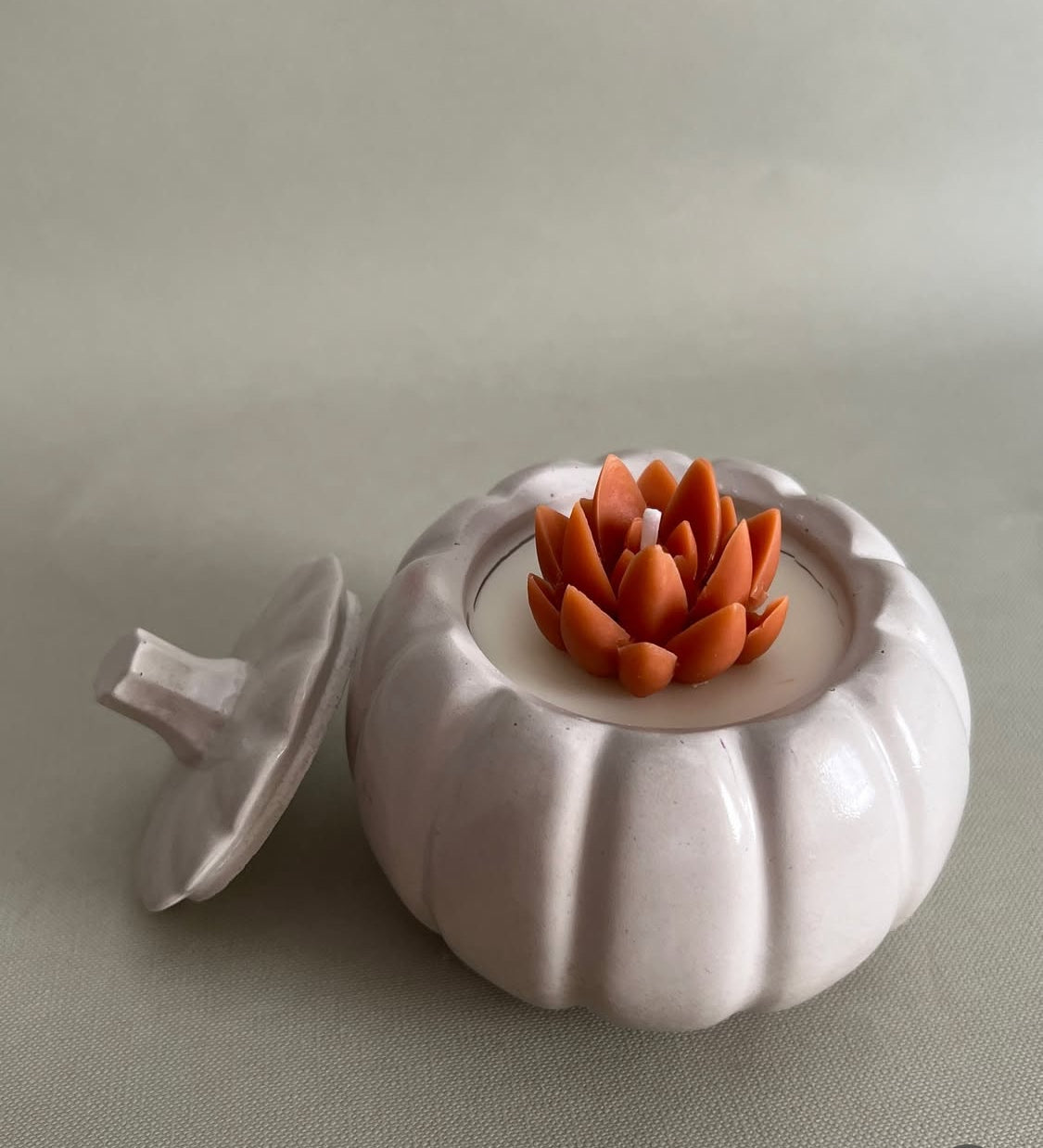 Autumn cactus candle pot