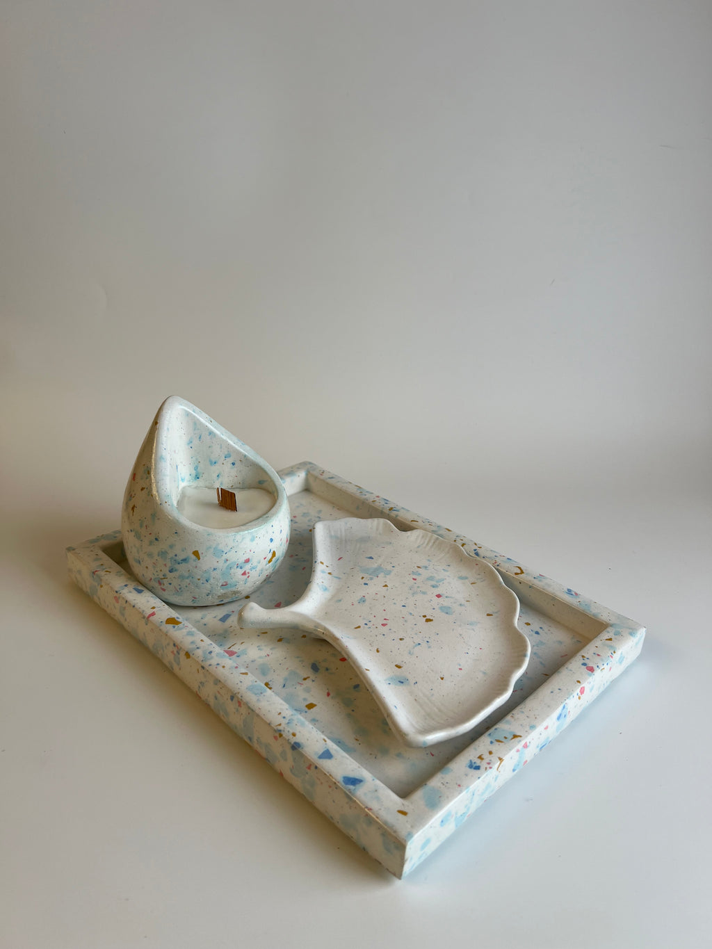 Terrazo Vanity set with a candle | Multicolor