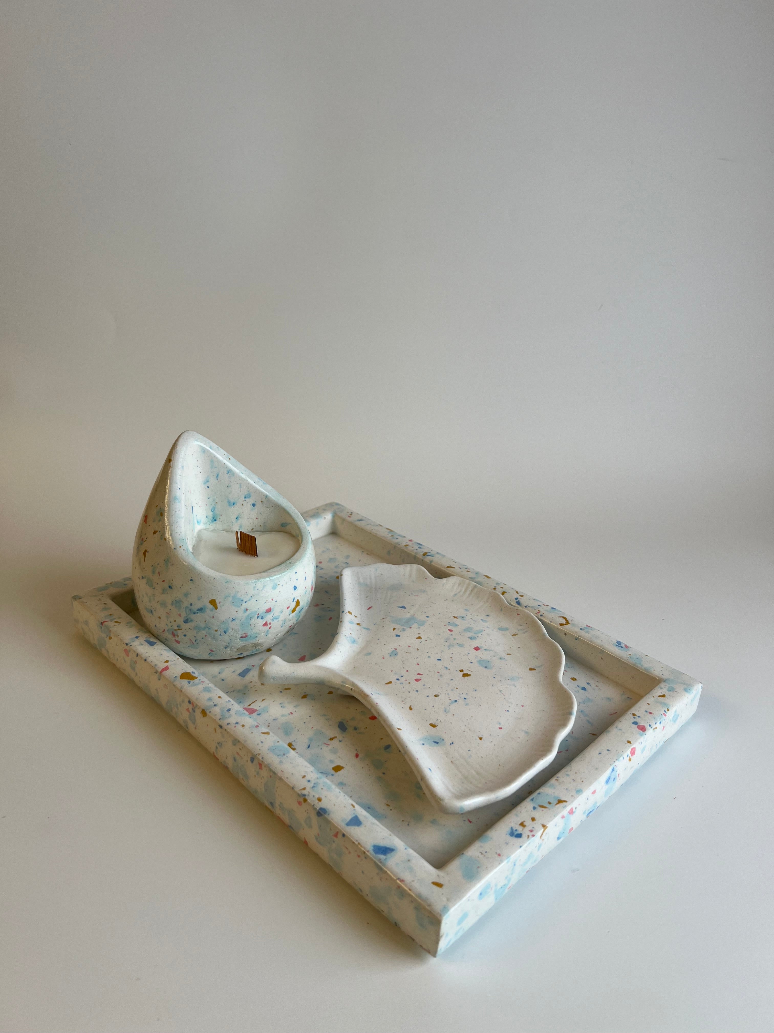 Terrazo Vanity set with a candle | Multicolor
