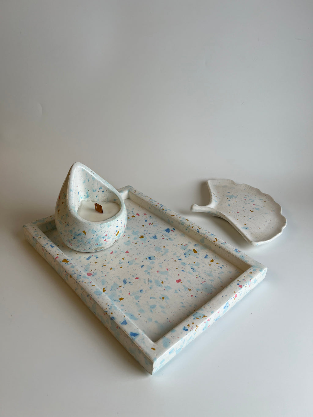 Terrazo Vanity set with a candle | Multicolor