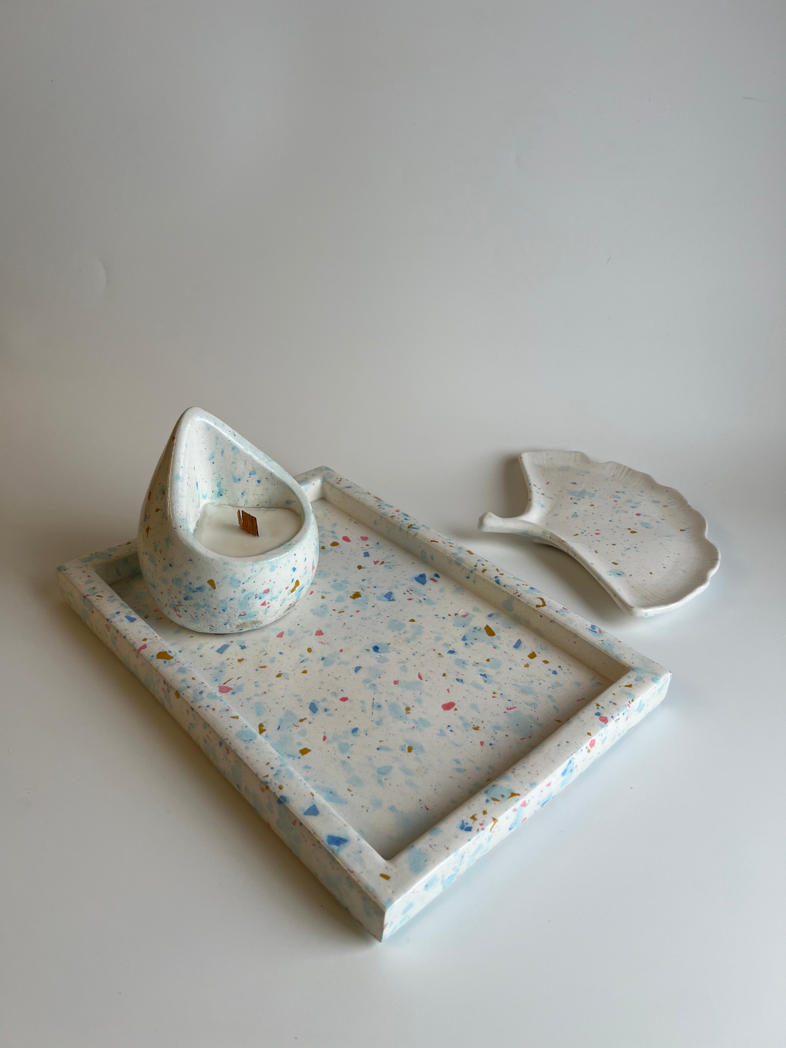 Terrazo Vanity set with a candle | Multicolor