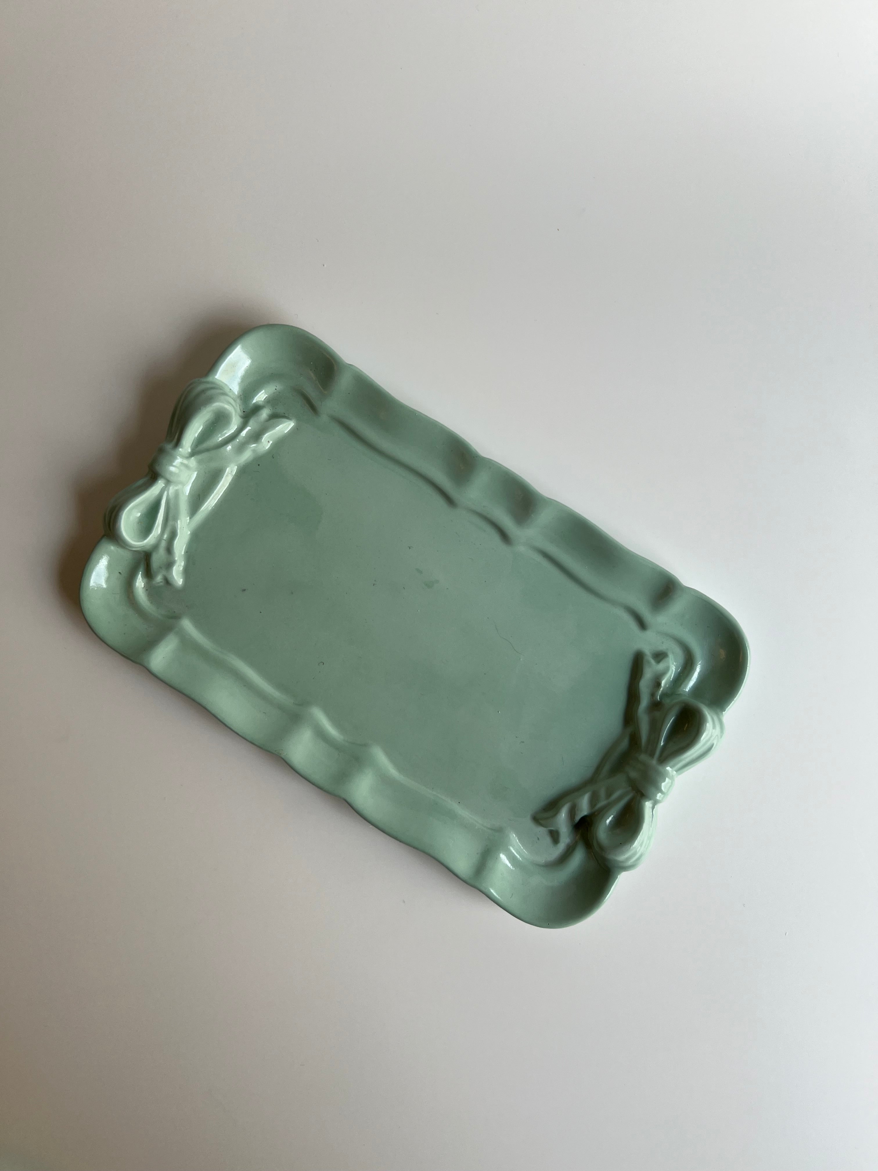 Vanity set with a candle | Dark Mint Green