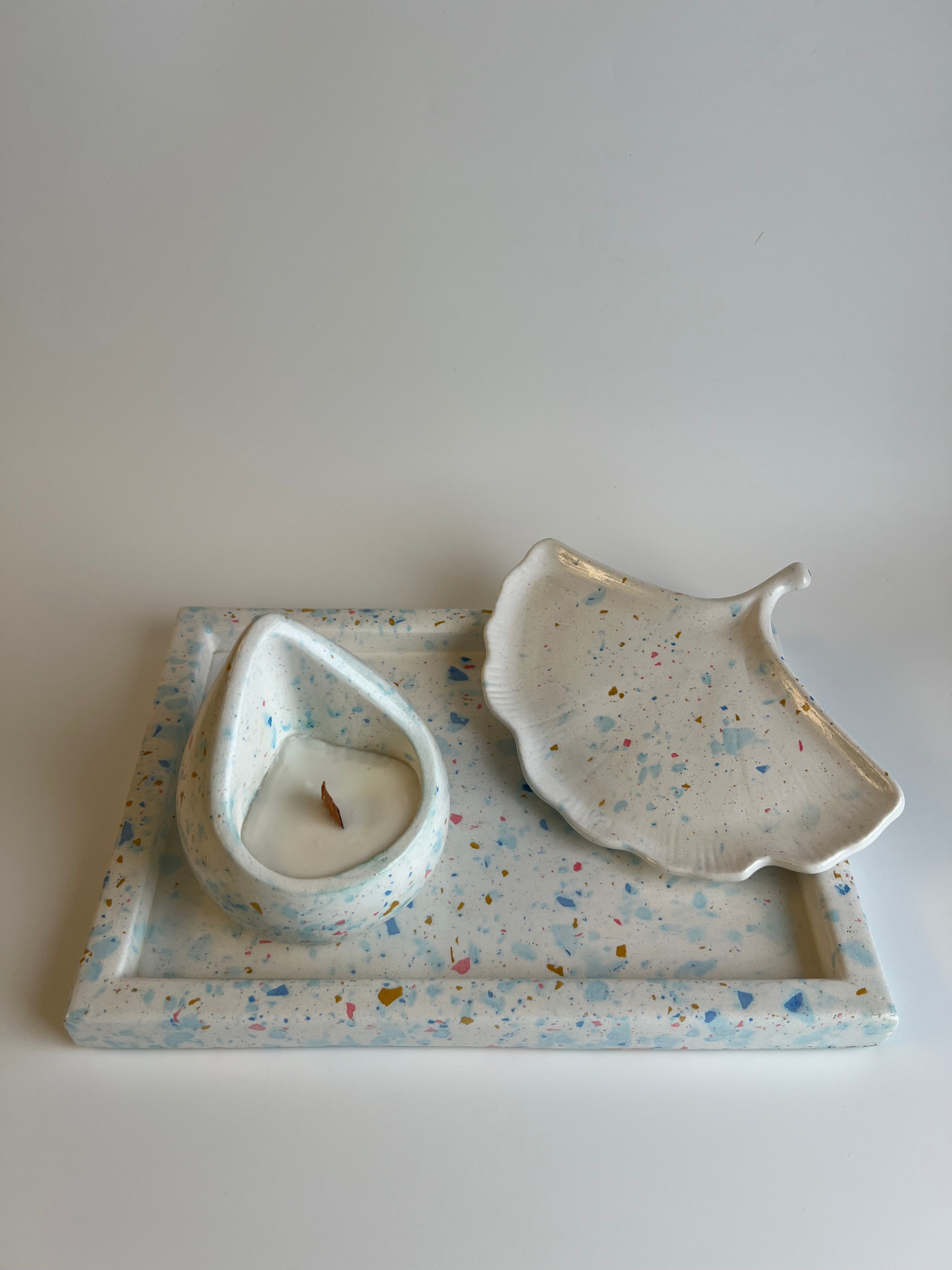 Terrazo Vanity set with a candle | Multicolor