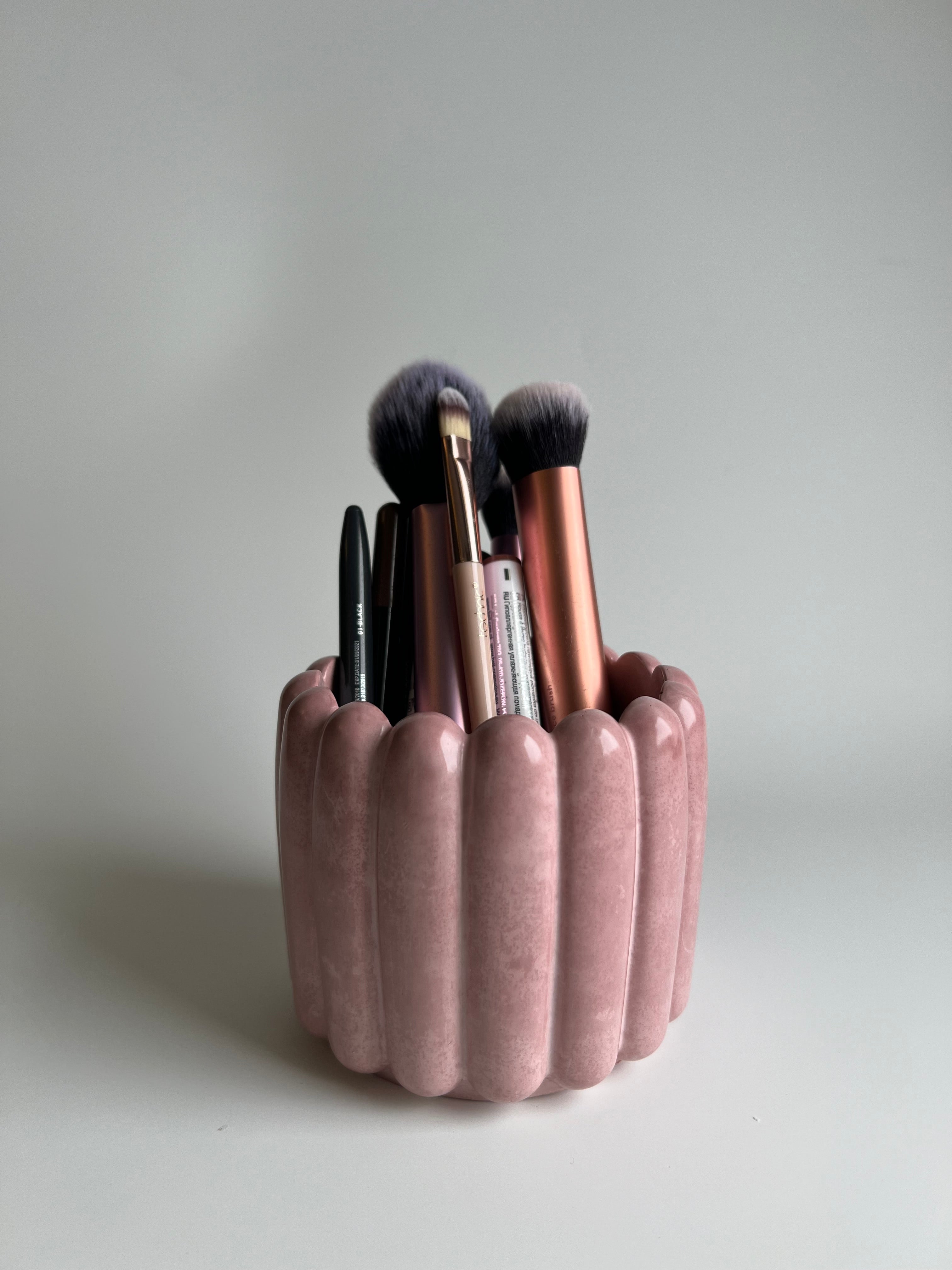 Round Fluted texture pot | Dusty Rose