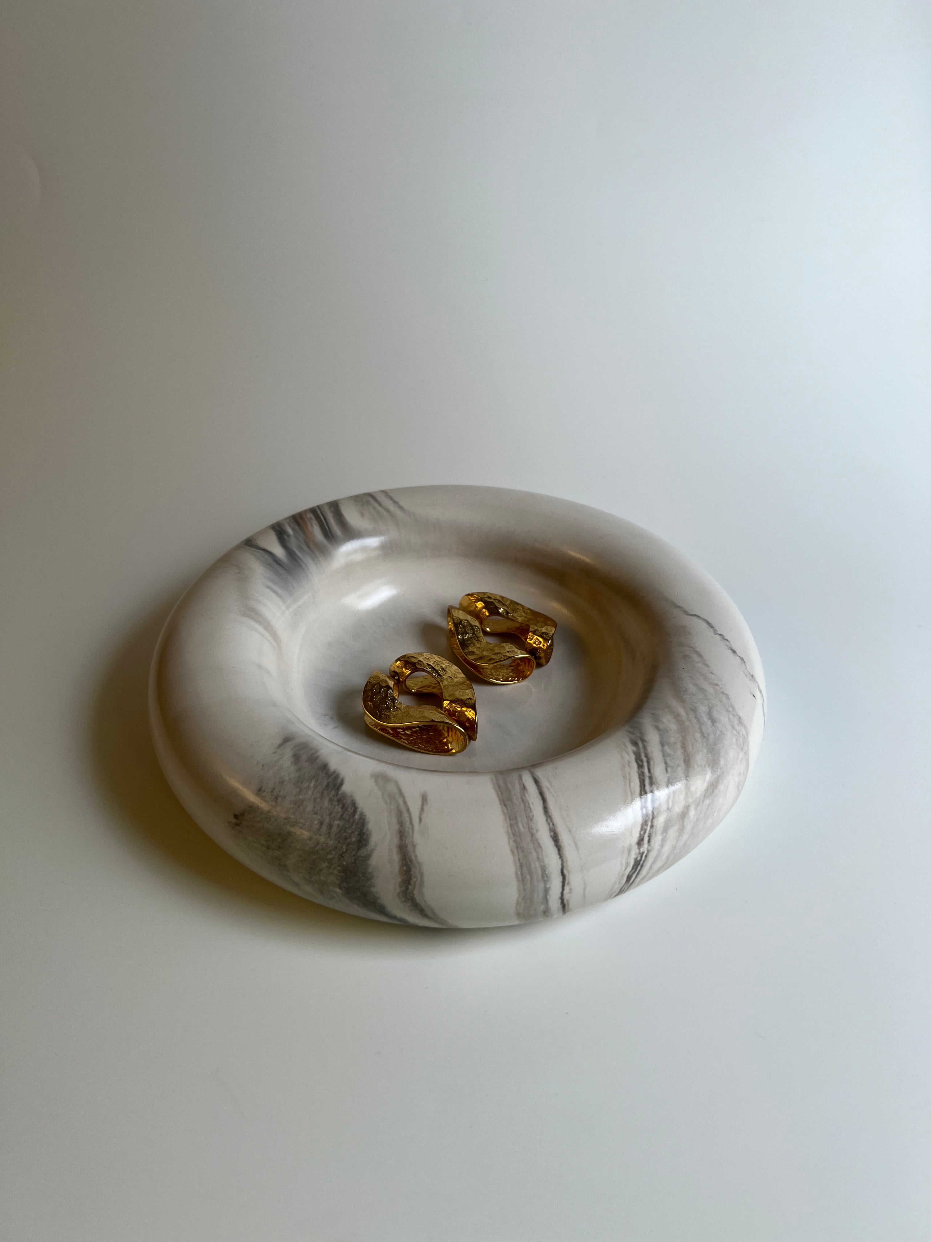 Oat Milk Beige trinket Dish | Marbled