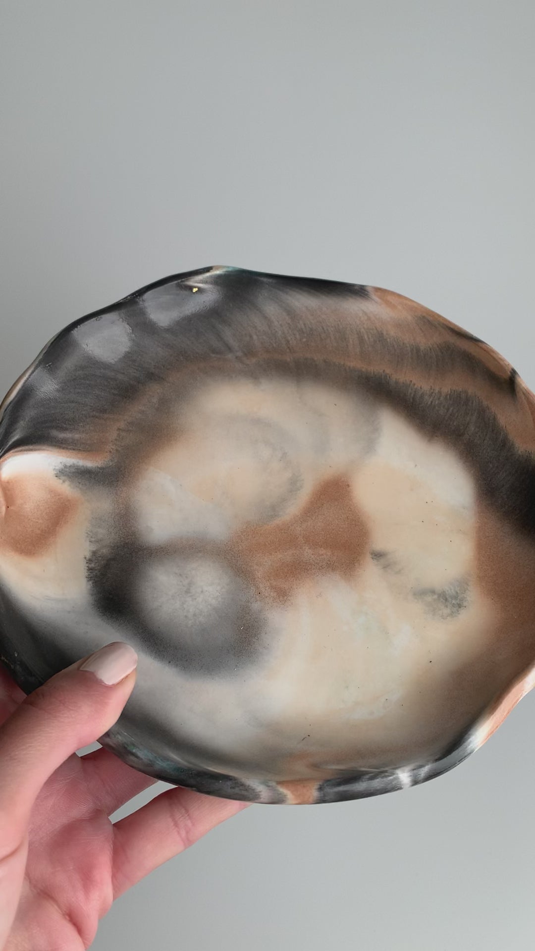 Round Trinket Dish | Black & Brown Marble