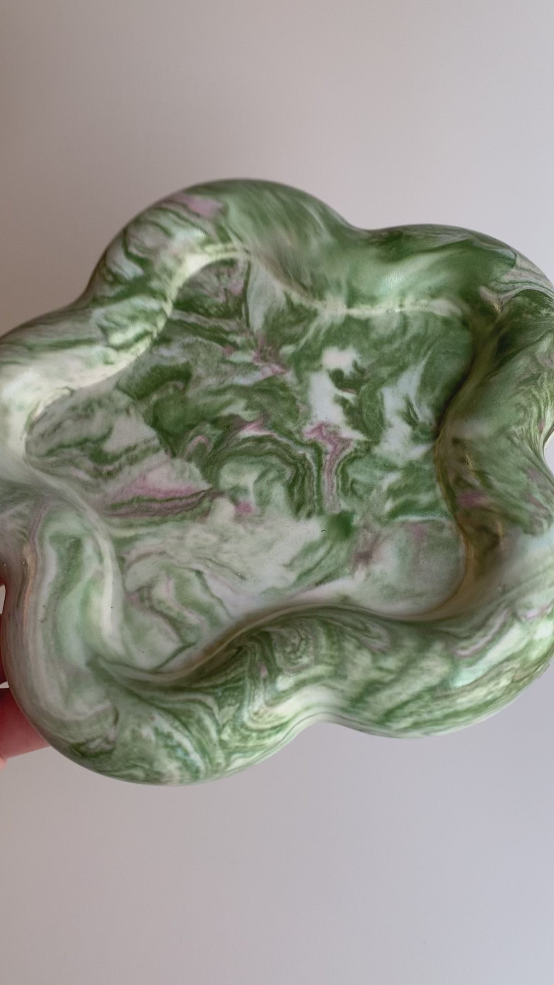 Green & pink marble trinket dish