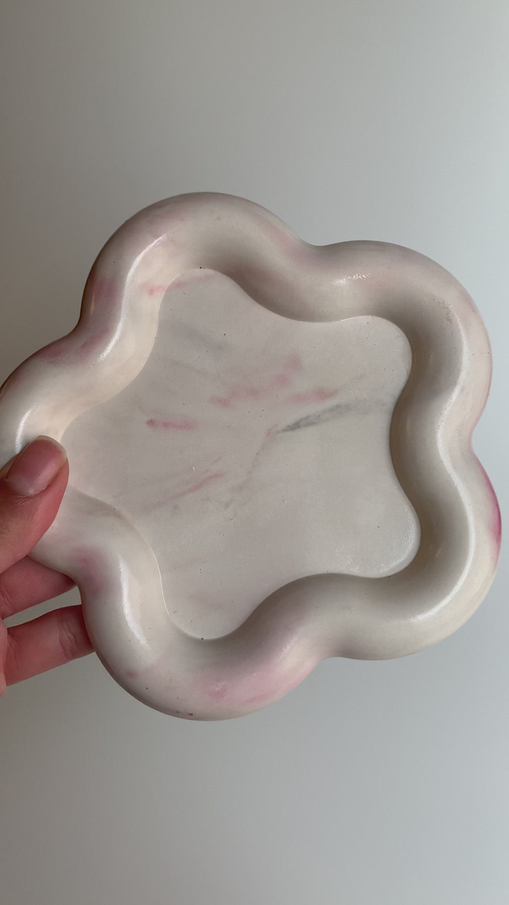 Warm pink marble trinket dish