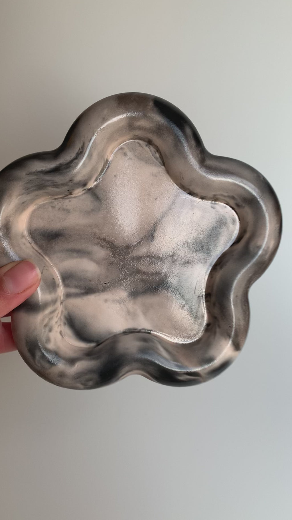 Beige & black trinket dish